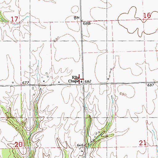 Topographic Map of Elba Chapel, IL