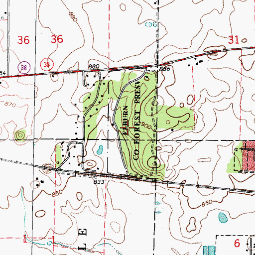 Topographic Map of Elburn County Forest Preserve, IL