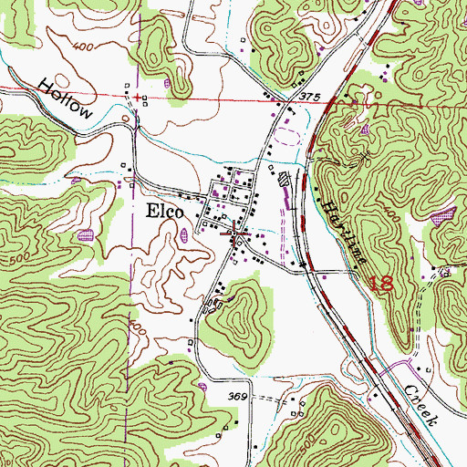 Topographic Map of Elco, IL