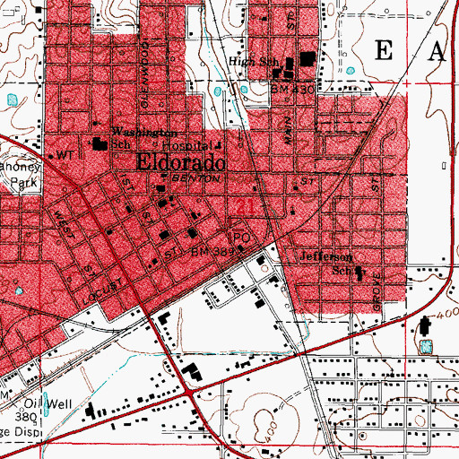 Topographic Map of Eldorado, IL
