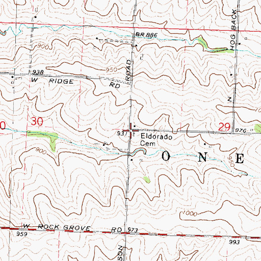 Topographic Map of Eldorado Cemetery, IL