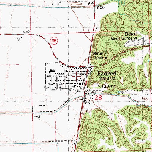 Topographic Map of Eldred, IL