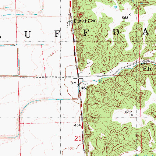 Topographic Map of Eldred Hollow, IL