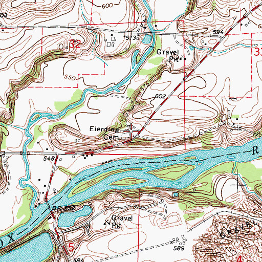 Topographic Map of Elerding Cemetery, IL