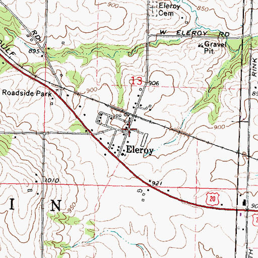 Topographic Map of Eleroy, IL