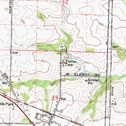 Topographic Map of Eleroy Cemetery, IL