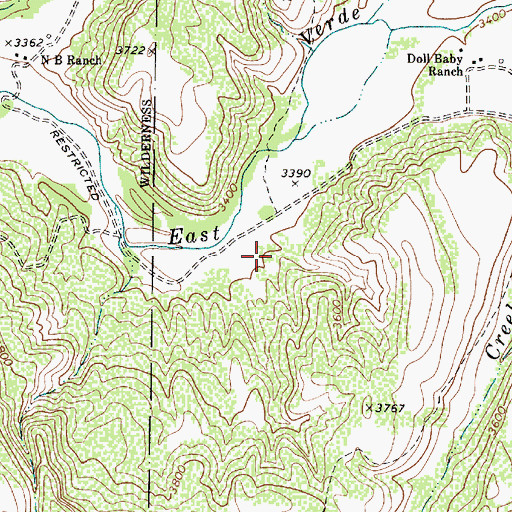 Topographic Map of Doll Baby Trailhead, AZ
