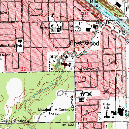 Topographic Map of Elim Christian School, IL