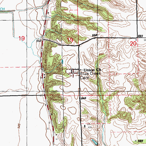 Topographic Map of Eliza Creek Cemetery, IL