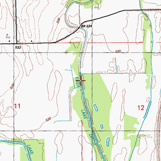 Topographic Map of Eliza Lake Ditch Cutoff, IL