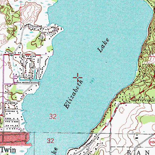 Topographic Map of Elizabeth Lake, WI