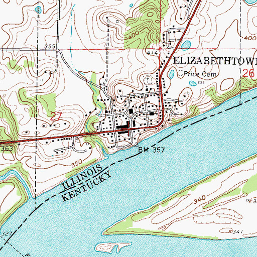 Topographic Map of Elizabethtown, IL