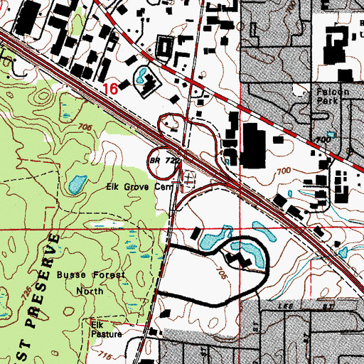 Topographic Map of Elk Grove Cemetery, IL