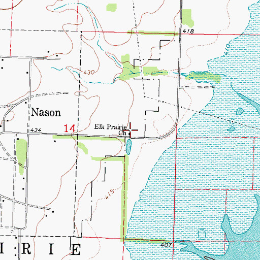 Topographic Map of Elk Prairie Church, IL