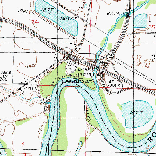 Topographic Map of Elkhorn Creek, IL