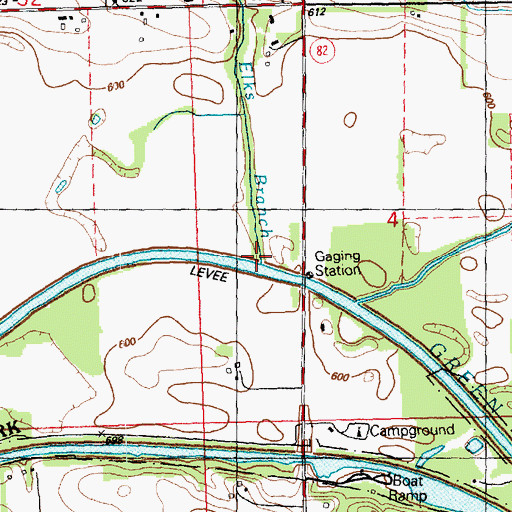 Topographic Map of Elks Branch, IL