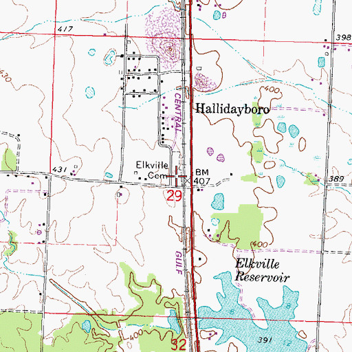 Topographic Map of Rees Cemetery, IL