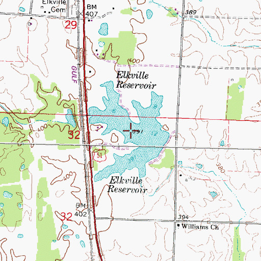 Topographic Map of Elkville Reservoir, IL