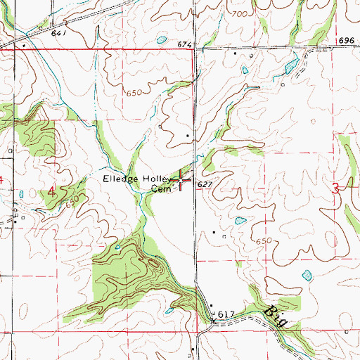 Topographic Map of Elledge Holley Cemetery, IL