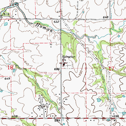 Topographic Map of Ellington Memorial Presbyterian Church, IL