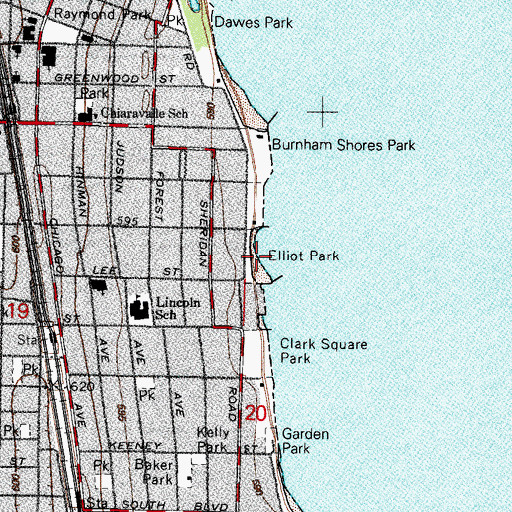 Topographic Map of Elliot Park, IL