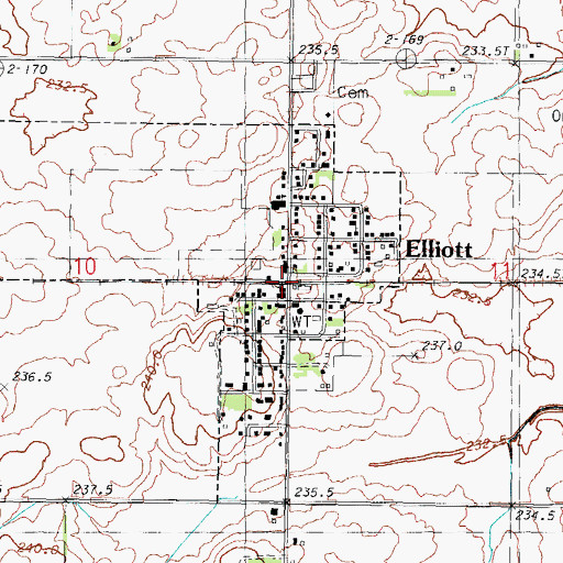 Topographic Map of Elliott, IL