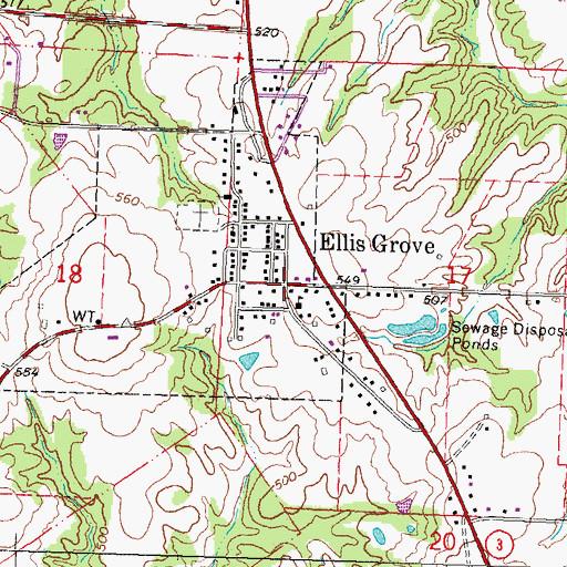Topographic Map of Ellis Grove, IL
