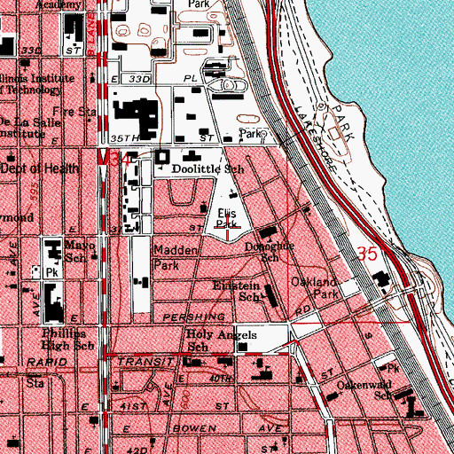 Topographic Map of Ellis Park, IL