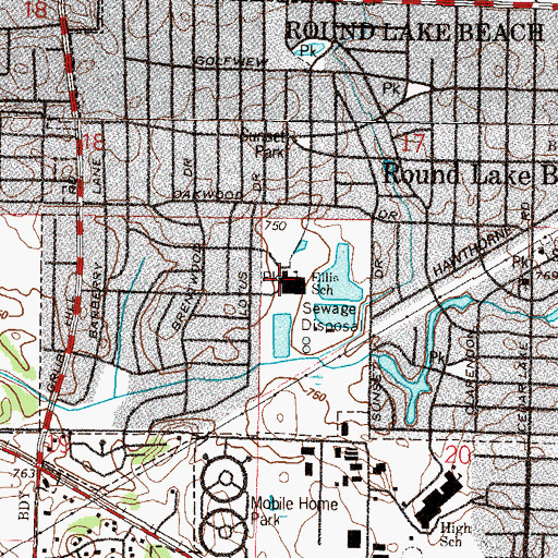 Topographic Map of Raymond Ellis Elementary School, IL