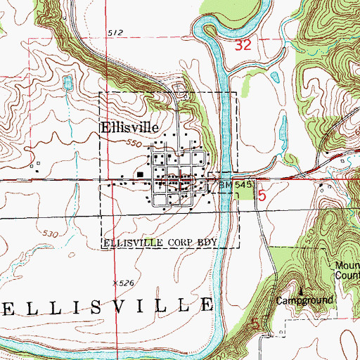 Topographic Map of Ellisville, IL