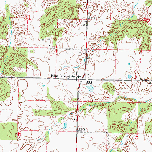 Topographic Map of Elm Grove Church, IL