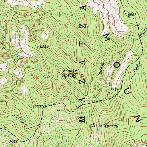 Topographic Map of Fisher Spring, AZ