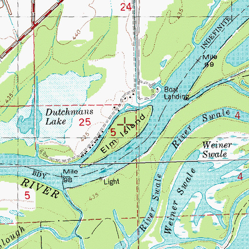 Topographic Map of Elm Island, IL
