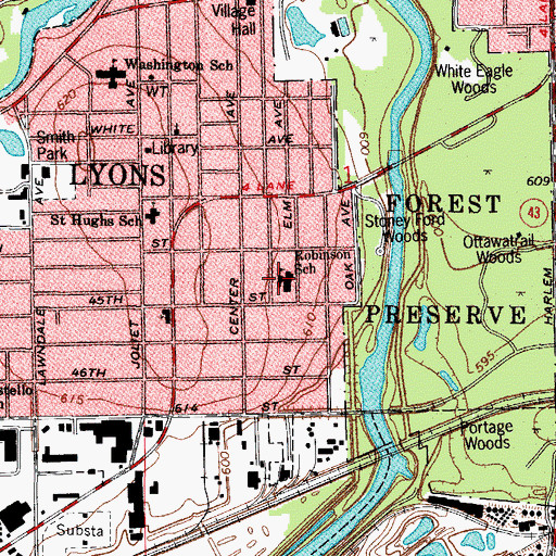 Topographic Map of Elm School, IL