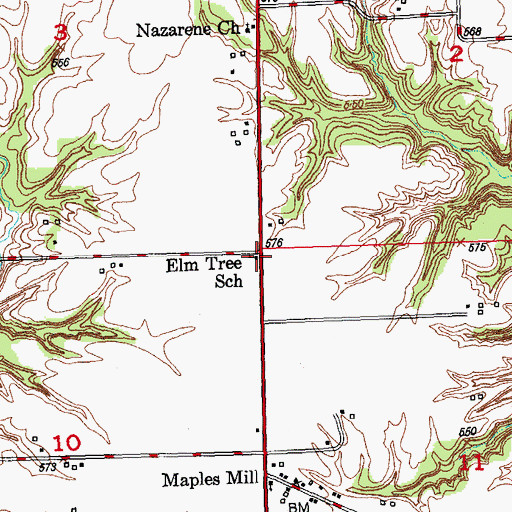 Topographic Map of Elm Tree School (historical), IL