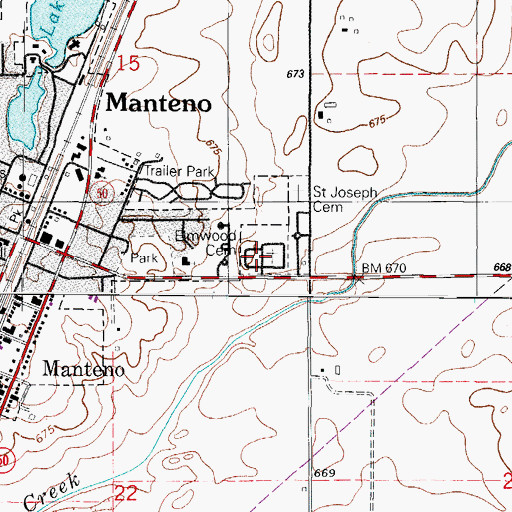Topographic Map of Elmwood Cemetery, IL