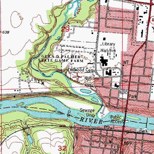 Topographic Map of Elmwood Cemetery, IL