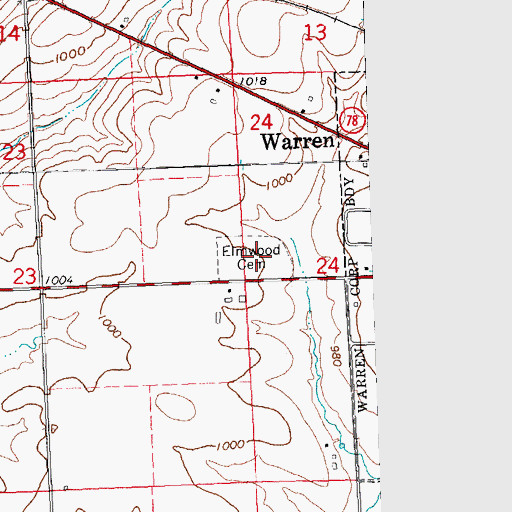 Topographic Map of Elmwood Cemetery, IL