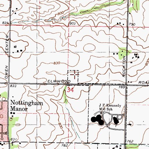 Topographic Map of Elmwood School, IL