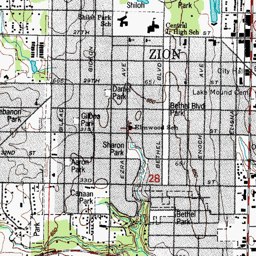 Topographic Map of Elmwood Elementary School, IL