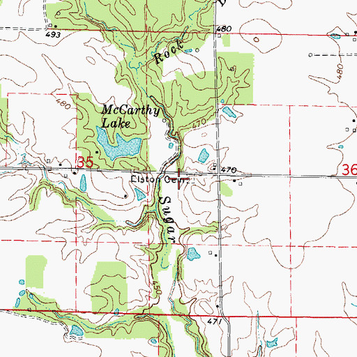 Topographic Map of Elston Cemetery, IL