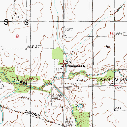 Topographic Map of Embarrass Church, IL