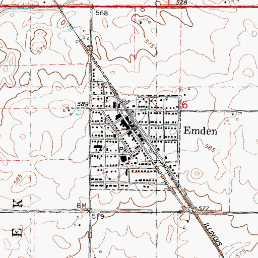 Topographic Map of Emden, IL