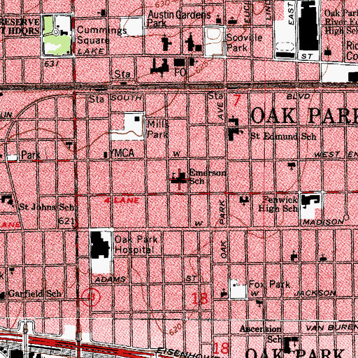 Topographic Map of Emerson School, IL