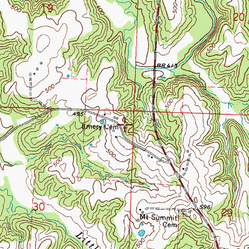 Topographic Map of Emery Cemetery, IL