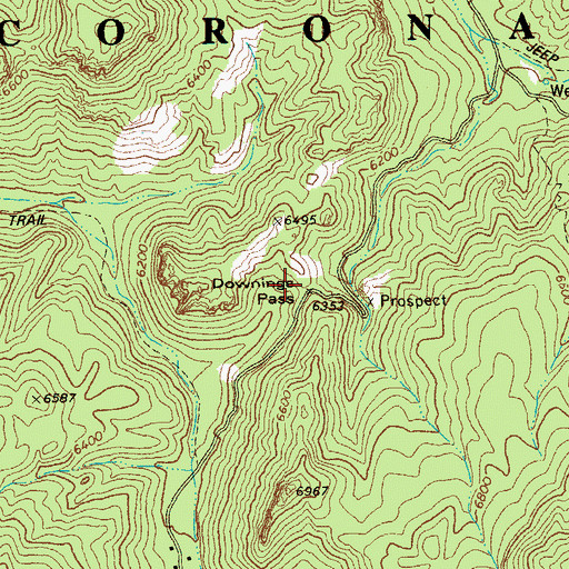 Topographic Map of Downing Pass, AZ
