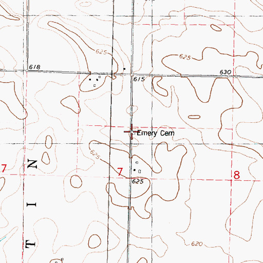 Topographic Map of Emery Cemetery, IL