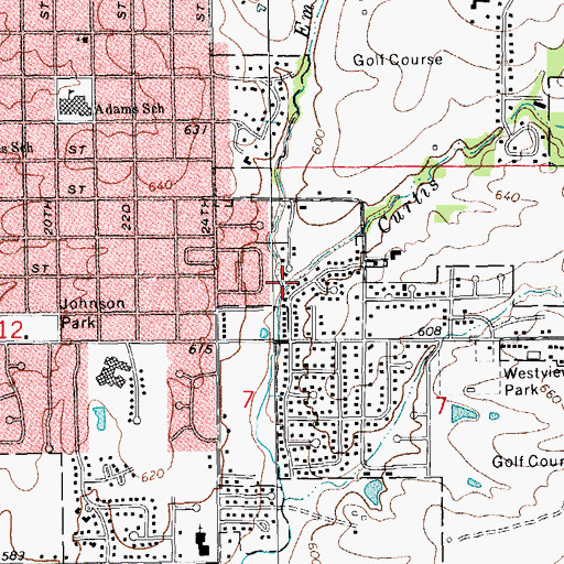 Topographic Map of Emery Creek, IL