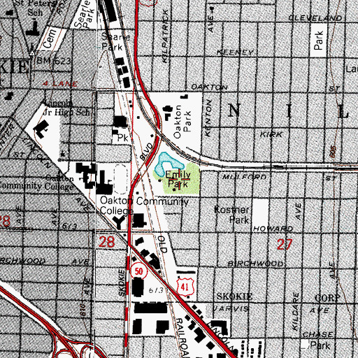 Topographic Map of Emily Oaks Nature Center, IL