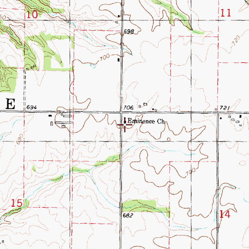 Topographic Map of Eminence Christian Church, IL